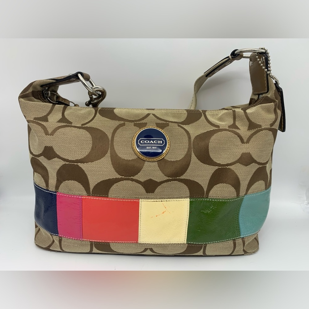 Coach Signature Stripe Multi Color Shoulder Bag